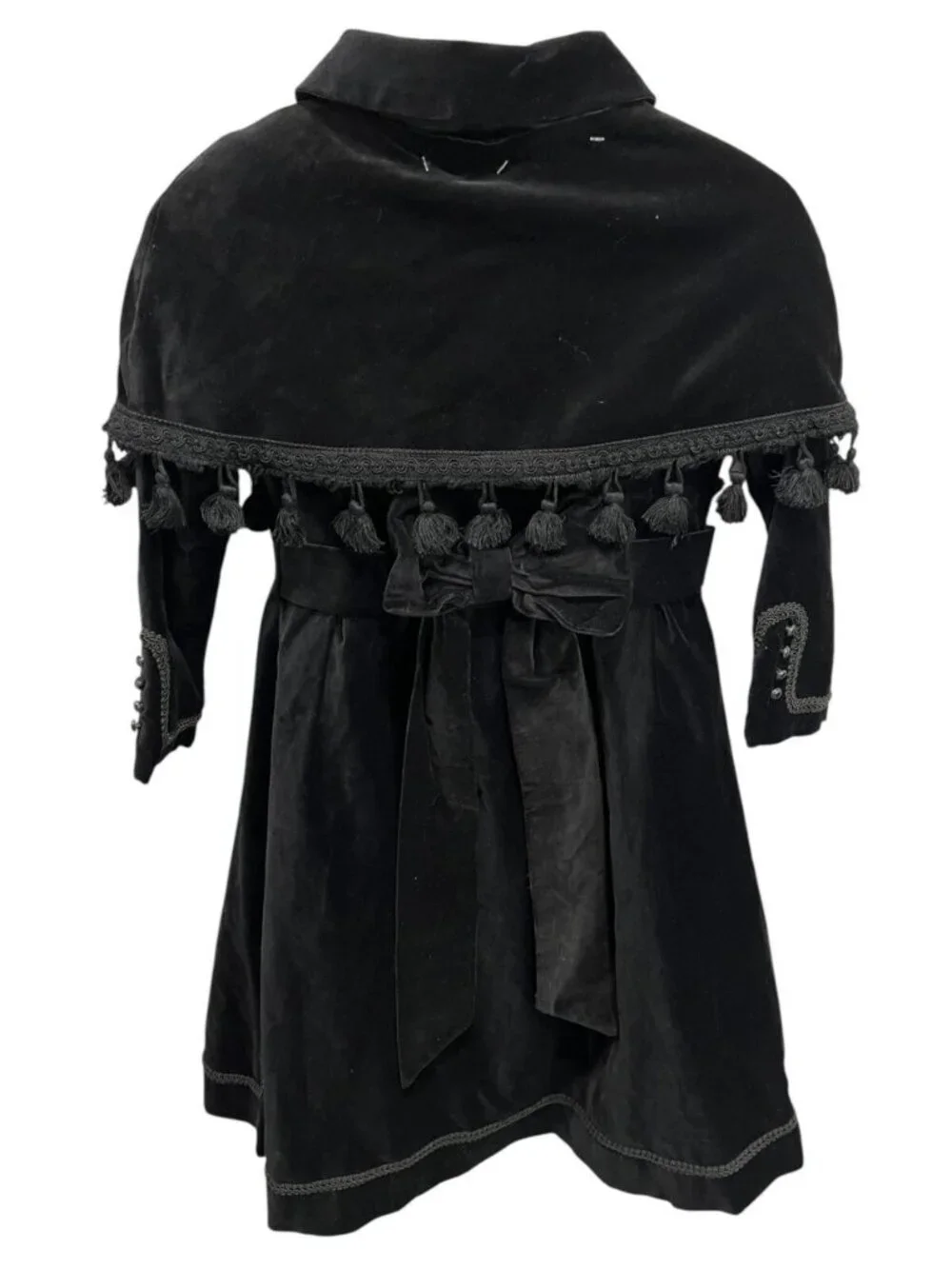 Elebini Girls Coat & Cape Set Black Velvet with Trim Size 6 Great Condition